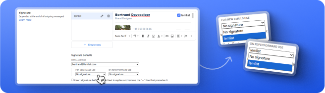 Set signature defaults in Gmail